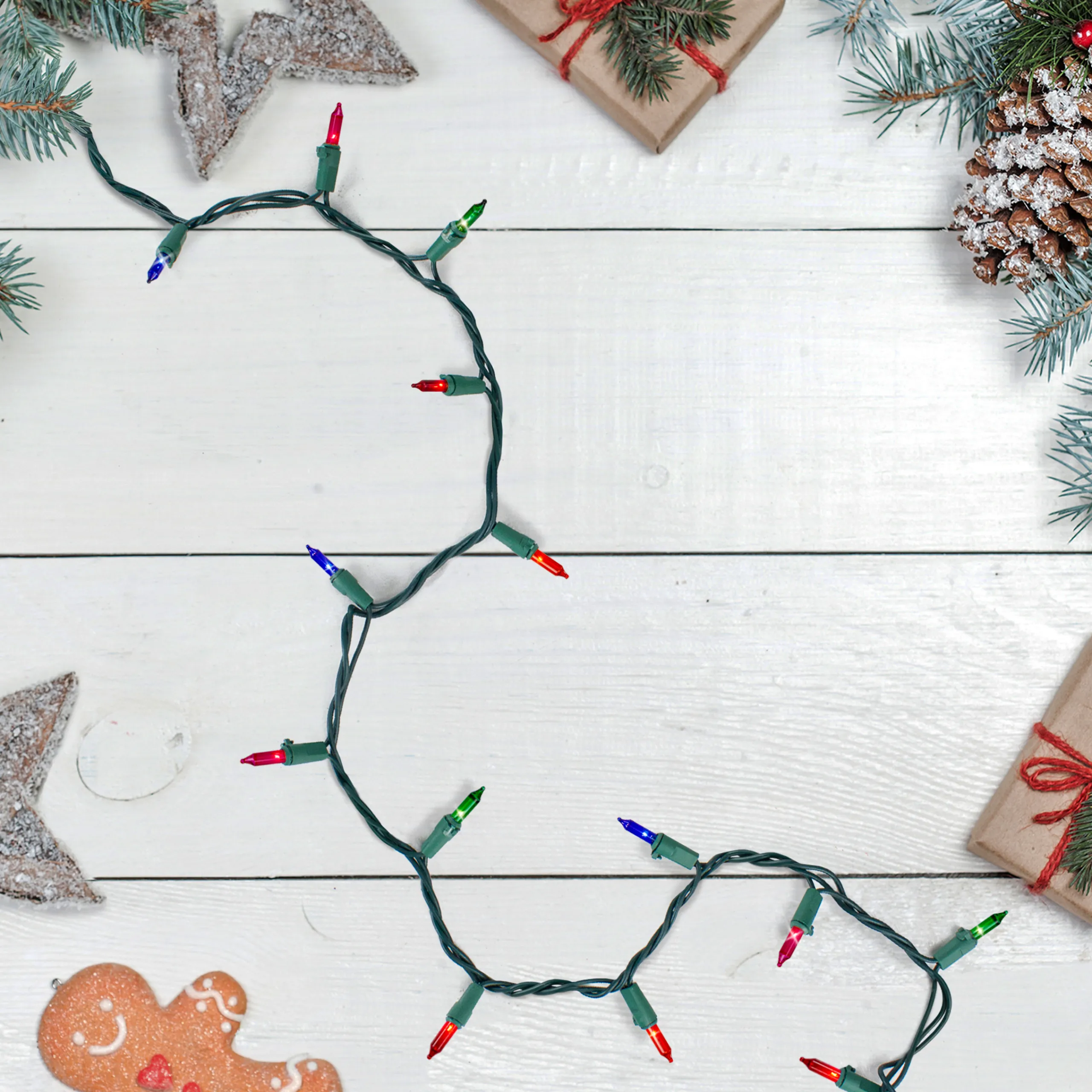 Northlight 35-Count Multi-Color Mini Christmas Light Set, 7Ft Green Wire