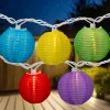 Northlight 10-Count Multi-Color Round Lantern Patio String Light Set, 7.25Ft. White Wire