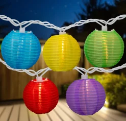 Northlight 10-Count Multi-Color Round Lantern Patio String Light Set, 7.25Ft. White Wire