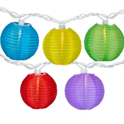 Northlight 10-Count Multi-Color Round Lantern Patio String Light Set, 7.25Ft. White Wire