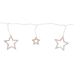 Northlight 100-Count Multi-Color Star Shaped Mini Icicle Christmas Lights, 7Ft White Wire