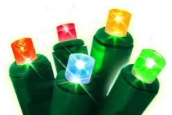 Merry and Light 50-Count Multi-Colored Always Lite Commercial Grade Wide Angle Twinkle Christmas Lights, 17Ft Green Wire