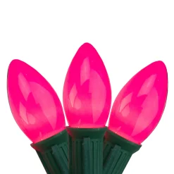 Northlight 25-Count Opaque Pink C9 Mini Christmas Light Set, 24Ft Green Wire