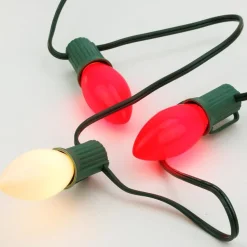 Northlight 25-Count Opaque Red And White Candy Cane C7 Christmas Light Set, 24Ft Green Wire