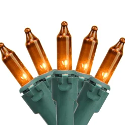 Northlight 50-Count Orange Mini Christmas Light Set, 10Ft Green Wire