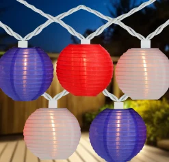 Northlight 10-Count Patriotic Chinese Lantern 4Th Of July String Lights, 7.5Ft White Wire
