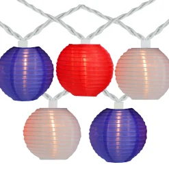 Northlight 10-Count Patriotic Chinese Lantern 4Th Of July String Lights, 7.5Ft White Wire
