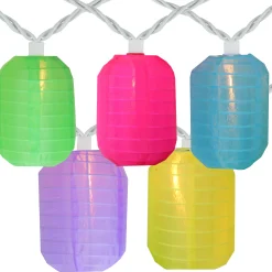 Sienna 10-Count Pink And Green Mini Christmas Light Set, 7.5 Ft White Wire