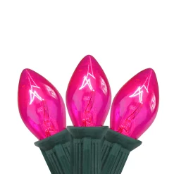 Northlight 25-Count Pink C7 Christmas Light Set, 24Ft Green Wire