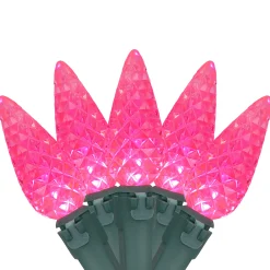 Northlight 70-Count Pink Led Faceted C6 Christmas Lights - 23 Ft Green Wire