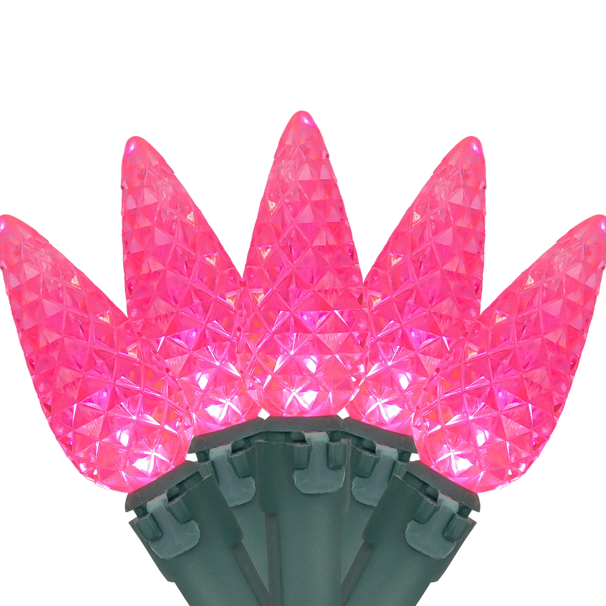 Northlight 70-Count Pink Led Faceted C6 Christmas Lights - 23 Ft Green Wire