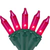 Northlight 50-Count Pink Mini Christmas Light Set, 10Ft Green Wire