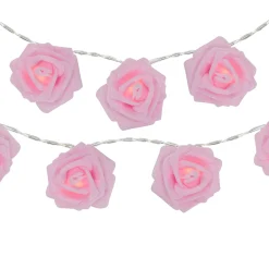 Northlight 10-Count Pink Rose Flower Led String Lights, 4.5Ft, Clear Wire