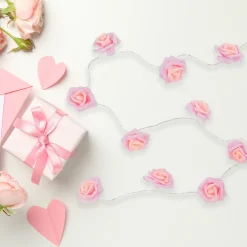 Northlight 10-Count Pink Rose Flower Led String Lights, 4.5Ft, Clear Wire