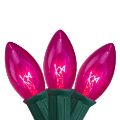 Northlight 25-Count Pink Transparent C9 Mini Christmas Light Set, 24Ft Green Wire