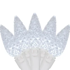 Northlight 70-Count Pure White Led Faceted C6 Christmas Lights, 23 Ft White Wire