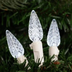 Northlight 70-Count Pure White Led Faceted C6 Christmas Lights, 23 Ft White Wire