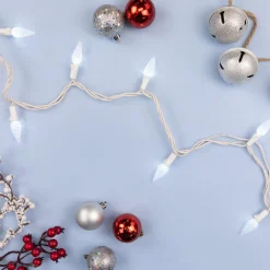 Northlight 70-Count Pure White Led Faceted C6 Christmas Lights, 23 Ft White Wire