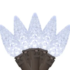 Northlight 70-Count Pure White Led Faceted C6 Christmas String Lights, 23Ft Brown Wire