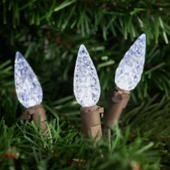 Northlight 70-Count Pure White Led Faceted C6 Christmas String Lights, 23Ft Brown Wire