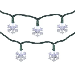 Northlight 20-Count Pure White Led Snowflake Christmas Light Set, 4.5Ft Green Wire