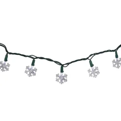 Northlight 20-Count Pure White Led Snowflake Christmas Light Set, 4.5Ft Green Wire