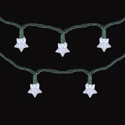 Northlight 10-Count Pure White Led Star Christmas Light Set, 4Ft Green Wire