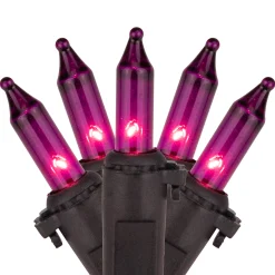 Northlight 100-Count Purple Mini Incandescent Christmas Light Set, 20.25Ft Black Wire
