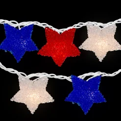 Northlight 10-Count Red And Blue Fourth Of July Star String Light Set, 5.25' White Wire