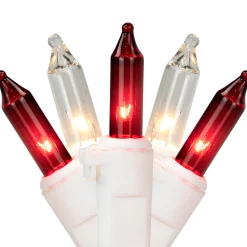 Northlight 35-Count Red And Clear Mini String Christmas Light Set, 7Ft White Wire