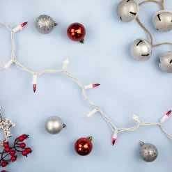 Northlight 35-Count Red And Clear Mini String Christmas Light Set, 7Ft White Wire