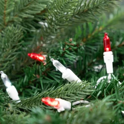 Northlight 100-Count Red And Pure White Led Mini Christmas Lights, 33Ft White Wire