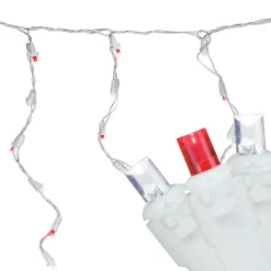 Northlight 100-Count Red And Pure White Led Wide Angle Icicle Christmas Lights - 5.5Ft White Wire
