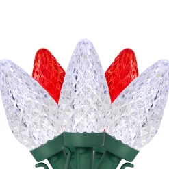 Northlight 100-Count Red And Pure White Faceted Led C9 Christmas Lights, 66Ft Green Wire