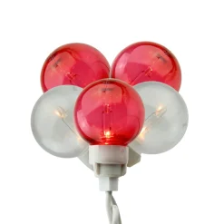 Sienna 100-Count Red And White G30 Icicle Mini Christmas Light Set, 9.5Ft White Wire