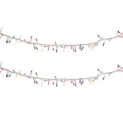 Northlight 105-Count Red, Clear And Blue Patriotic Mini Light Garland, 5.6' White Wire
