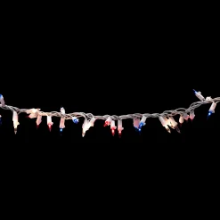 Northlight 105-Count Red, Clear And Blue Patriotic Mini Light Garland, 5.6' White Wire