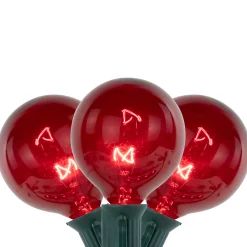Northlight 10-Count Red G50 Globe Christmas Patio Lights- 9Ft, Green Wire