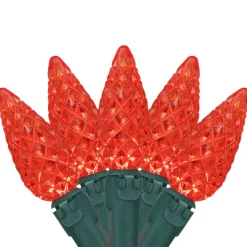 Northlight 70-Count Red Led Faceted C6 Christmas Light Set, 23Ft Green Wire
