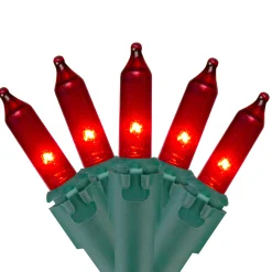 Northlight 50-Count Red Mini Christmas Light Set, 10Ft Green Wire