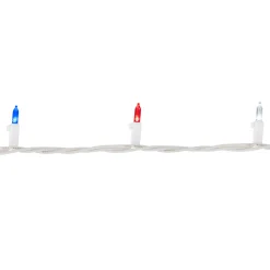 Northlight 100-Count Red, White And Blue Led Americana Mini Lights, 32.75Ft White Wire