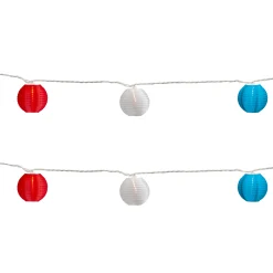 Northlight 10-Count Red, White And Blue 4Th Of July Paper Lantern Lights, 8.5Ft White Wire
