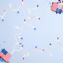 Northlight 100-Count Red, White, Blue 4Th Of July Mini Light Set, 20Ft White Wire