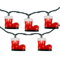 Northlight 10-Count Santa's Boots Christmas Light Set, 7.5Ft Green Wire