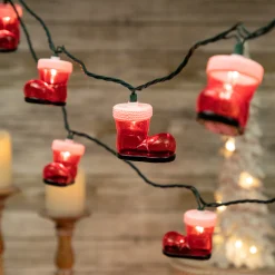 Northlight 10-Count Santa's Boots Christmas Light Set, 7.5Ft Green Wire