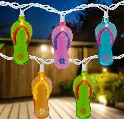 Northlight 10-Count Summer Flip Flop Novelty String Christmas Light Set, 7.25Ft White Wire
