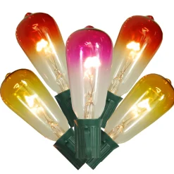 Vickerman 10-Count Summer Sunset Ombre Transparent St40 Edison Christmas Light Set, 9Ft Green Wire