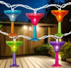 Northlight 10-Count Vibrantly Colored Margarita Glass Summer Outdoor Patio Christmas Light Set, 7.5' White Wire