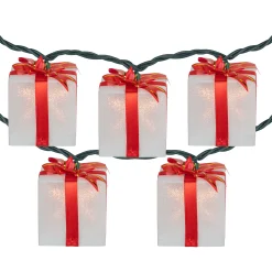 Northlight 10-Count White And Red Christmas Present Light Set- 7.5Ft, Green Wire