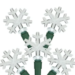 Northlight 20-Count White Led Snowflake Christmas Light Set - 6 Ft Green Wire